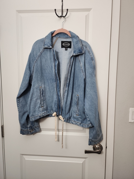 Scoop Jackets & Blazers - Scoop NYC Light Blue Denim Bomber  Jacket